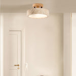Modern Minimalist Travertine Round LED Ceiling Light 1-Light Lasson Living