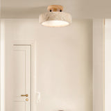Modern Minimalist Travertine Round LED Ceiling Light 1-Light Lasson Living