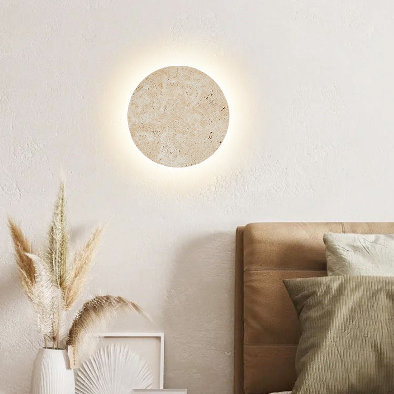 Minimalist Travertine Round Wall Sconce LED 1-light Lasson Living