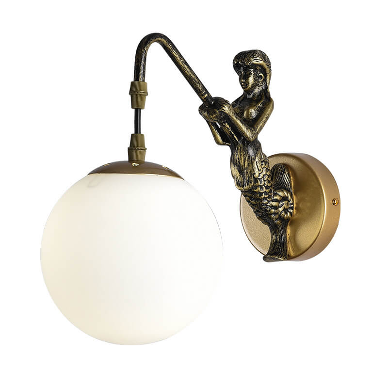 Vintage Glass Globe 1-Light Mermaid Wall Sconce Lasson Living