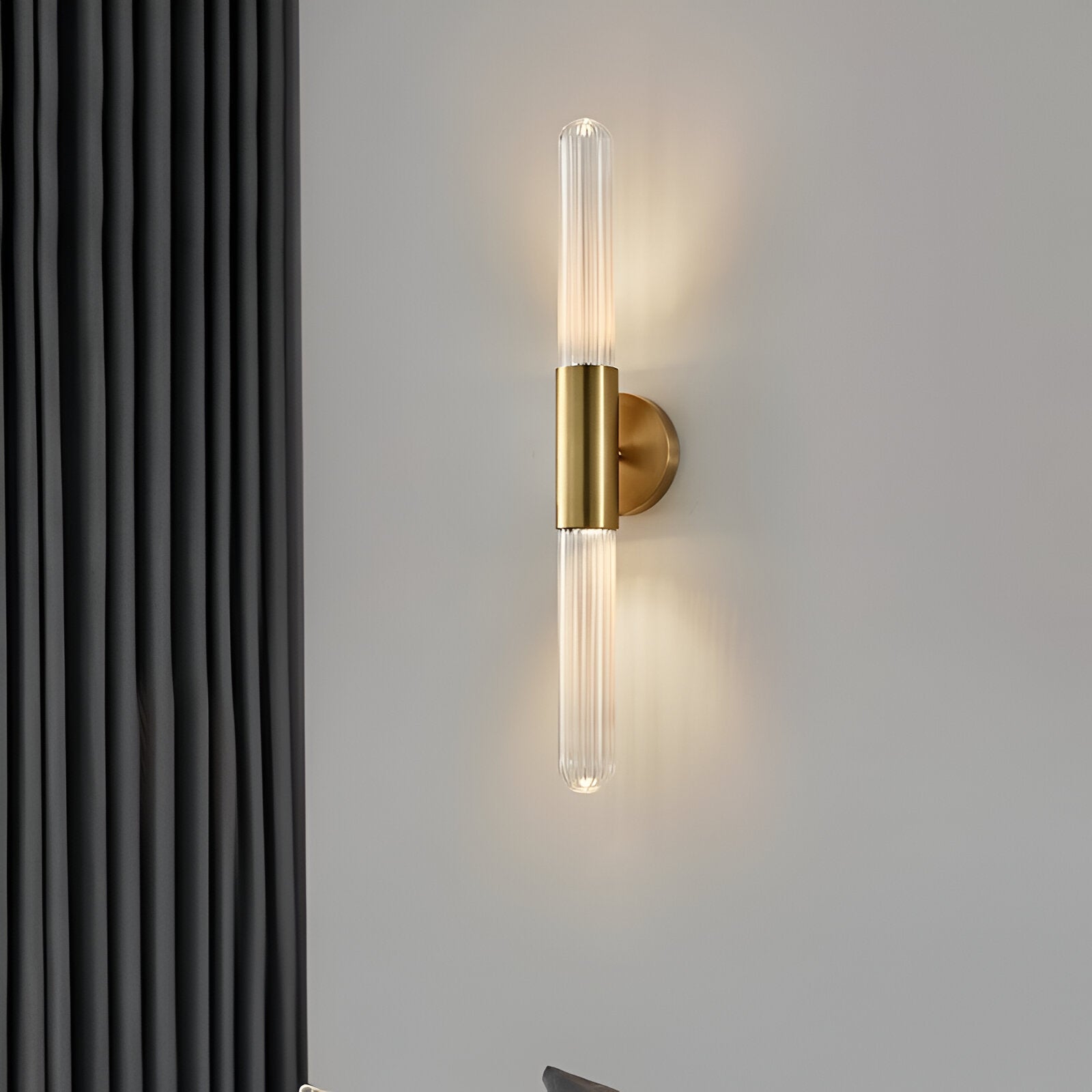Nordic Water-Ripple Glass Brass Wall Sconce LED 1-Light Lasson Living