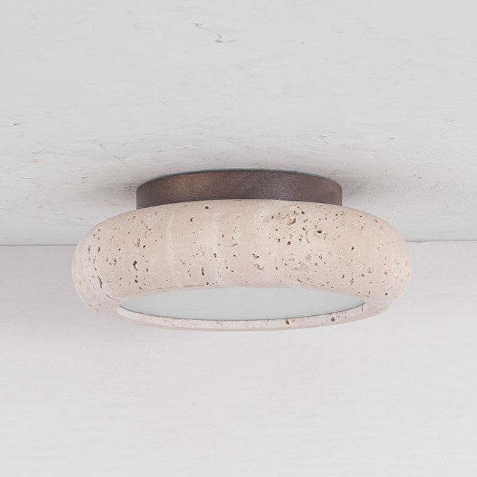 Retro Travertine Round LED Ceiling Light 1-Light Lasson Living