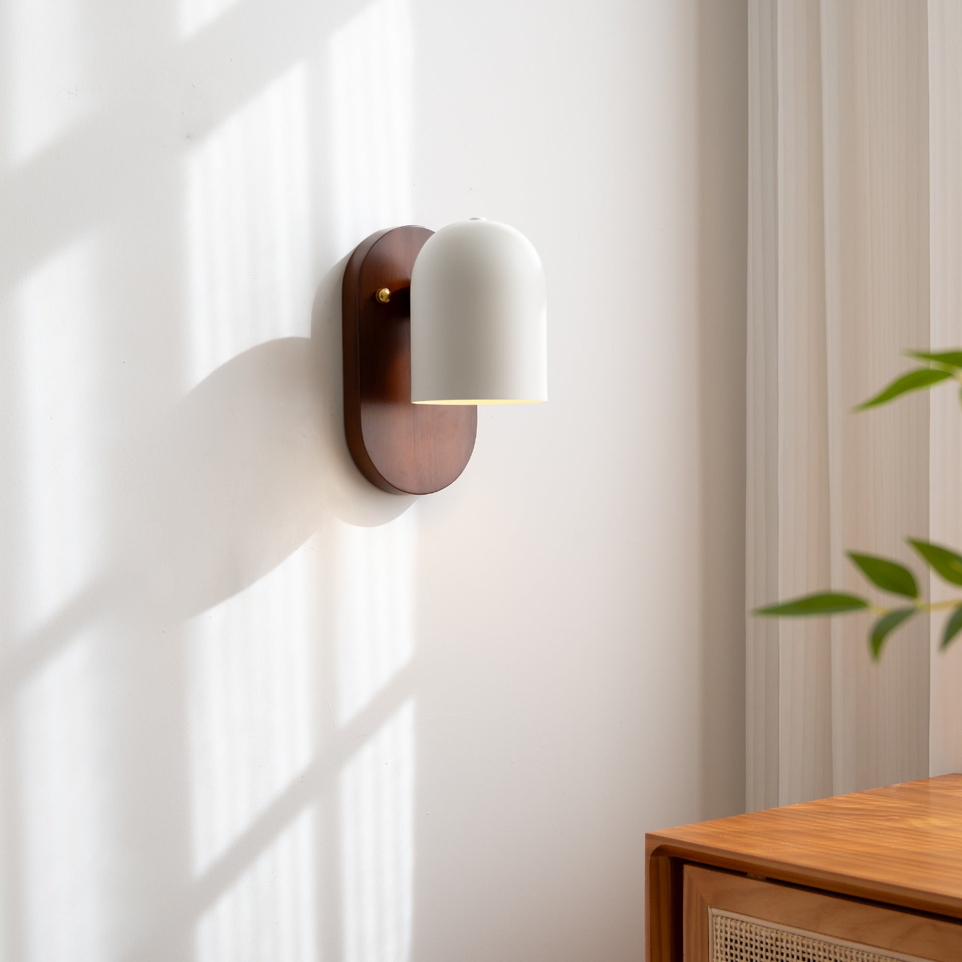 Nordic Zen Walnut Metal Wall Sconce LED 1-Light Lasson Living