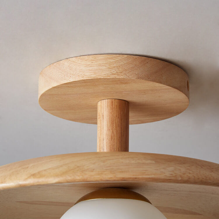 Nordic Wooden Dome Semi-Flush Ceiling Light | 1-Light Lasson Living