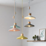 Modern Wood and Cement Scalloped Pendant Light | 1-Light Lasson Living