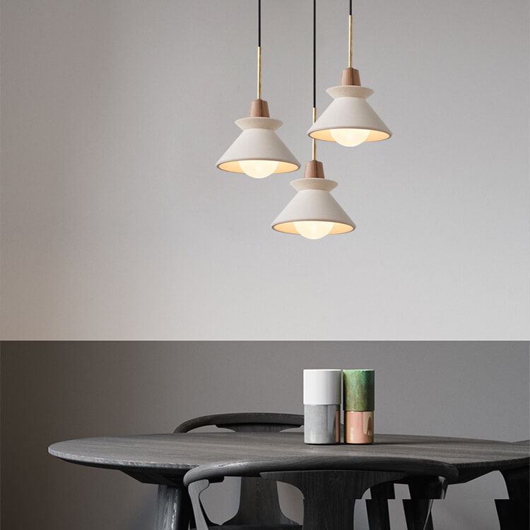 Nordic Cement and Wood Tapered Pendant Light | 1-Light Lasson Living