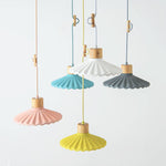 Modern Wood and Cement Scalloped Pendant Light | 1-Light Lasson Living