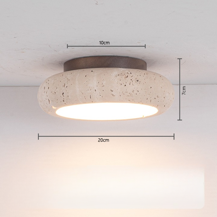Retro Travertine Round LED Ceiling Light 1-Light Lasson Living