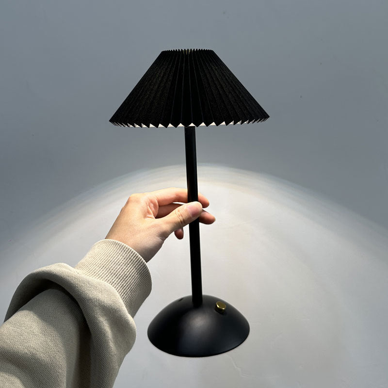 Scandinavian Brass Pleated Fabric Cone Table Light | 1-Light Lasson Living