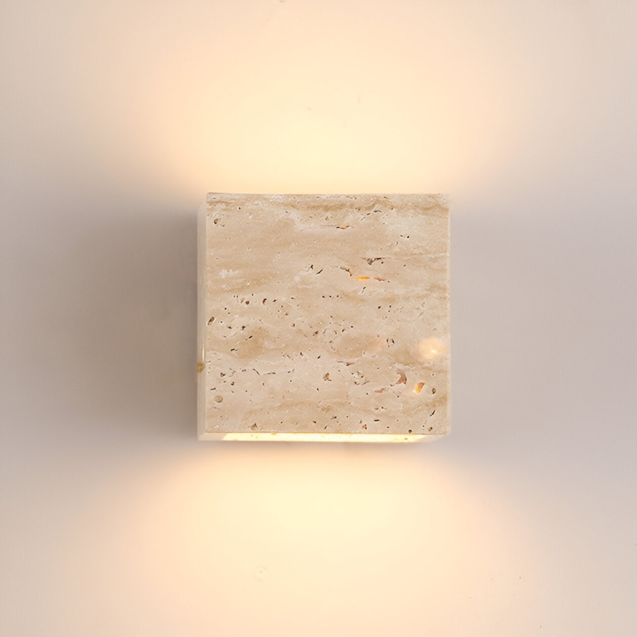 Minimalist Travertine Stone Square Outdoor Wall Light LED 1-Light Lasson Living