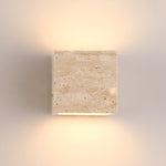 Minimalist Travertine Stone Square Outdoor Wall Light LED 1-Light Lasson Living