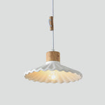 Modern Wood and Cement Scalloped Pendant Light | 1-Light Lasson Living