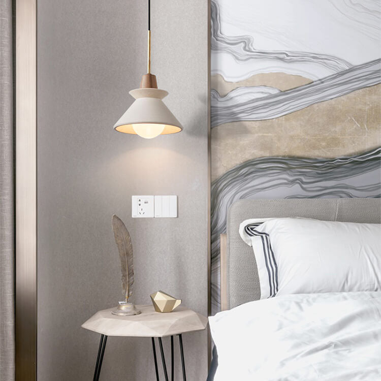 Nordic Cement and Wood Tapered Pendant Light | 1-Light Lasson Living
