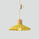 Modern Wood and Cement Scalloped Pendant Light | 1-Light Lasson Living