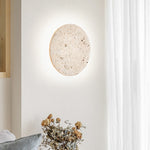 Minimalist Travertine Round Wall Sconce LED 1-light Lasson Living