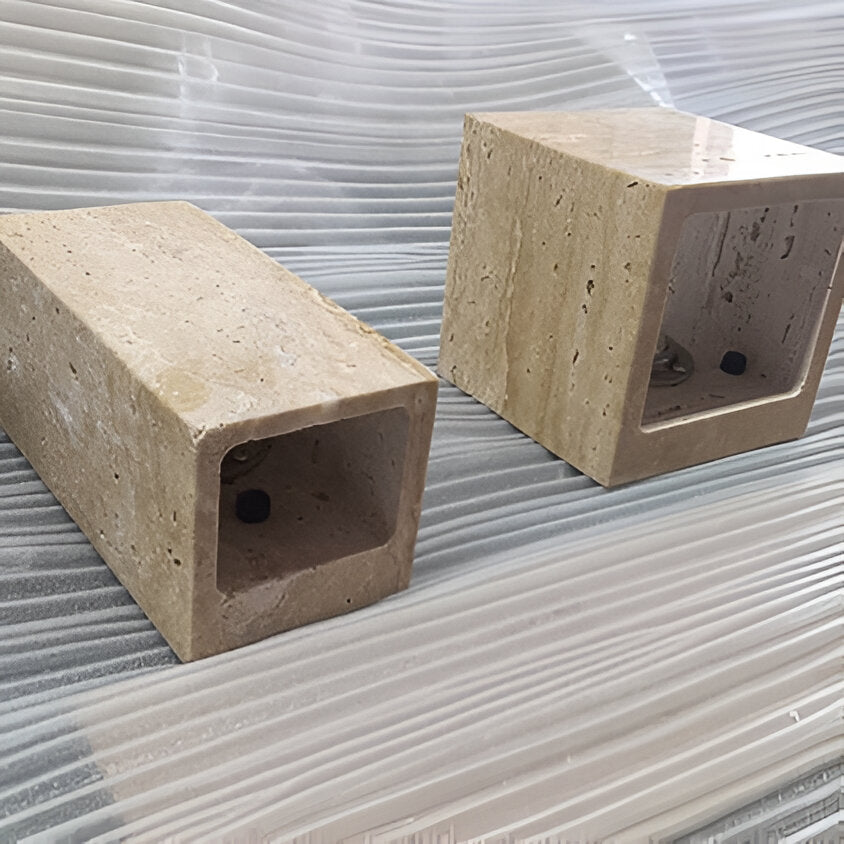 Minimalist Travertine Stone Square Outdoor Wall Light LED 1-Light Lasson Living