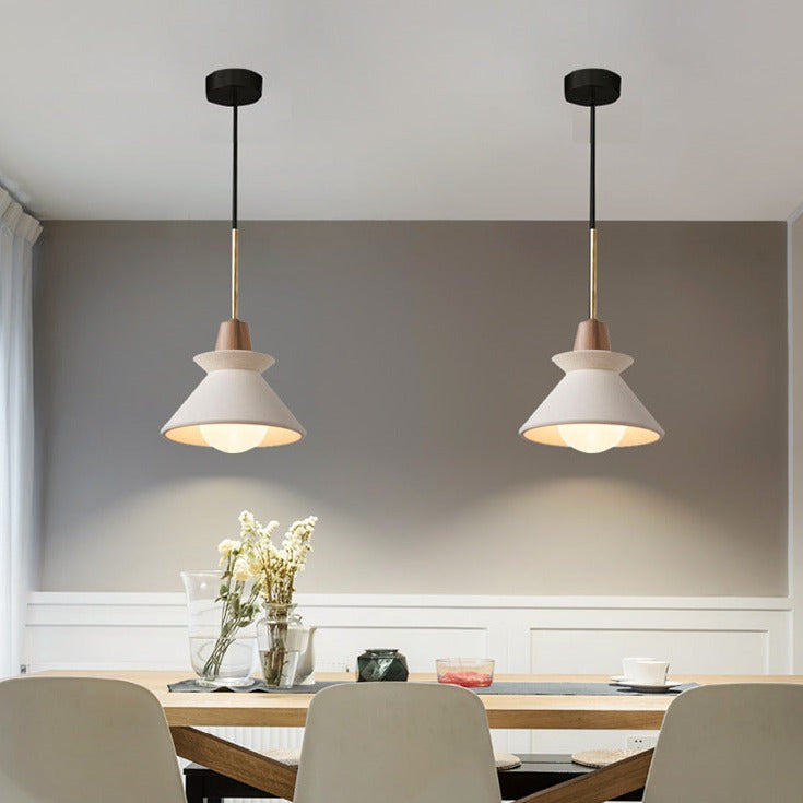 Nordic Cement and Wood Tapered Pendant Light | 1-Light Lasson Living