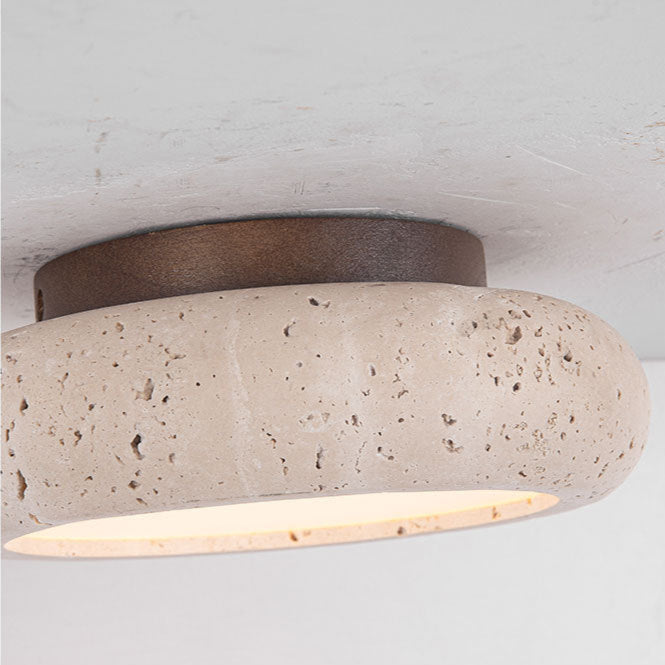 Retro Travertine Round LED Ceiling Light 1-Light Lasson Living