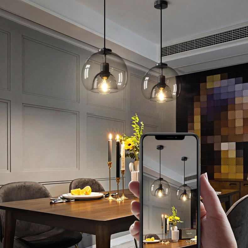 Minimalist Smoked Glass Dome Pendant Light 1-light Lasson Living
