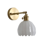 Vintage Brass Tulip Glass Wall Sconce 1-Light Lasson Living