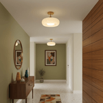 Nordic Wooden Dome Glass LED Semi-Flush Mount Ceiling Light 1-Light Lasson Living