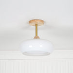 Nordic Wooden Dome Glass LED Semi-Flush Mount Ceiling Light 1-Light Lasson Living