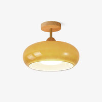 Nordic Wooden Dome Glass LED Semi-Flush Mount Ceiling Light 1-Light Lasson Living