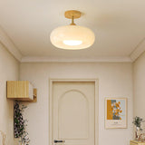 Nordic Wooden Dome Glass LED Semi-Flush Mount Ceiling Light 1-Light Lasson Living