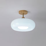 Nordic Wooden Dome Glass LED Semi-Flush Mount Ceiling Light 1-Light Lasson Living