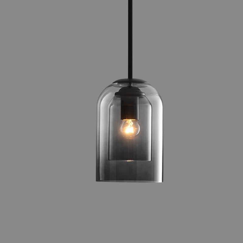 Modern Smoked Glass Cylinder Pendant 1-Light Lasson Living