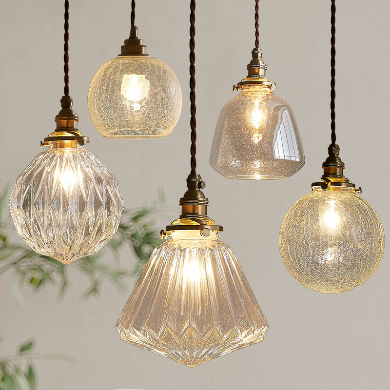 Vintage Copper Glass Globe Pendant Light 1-Light Lasson Living