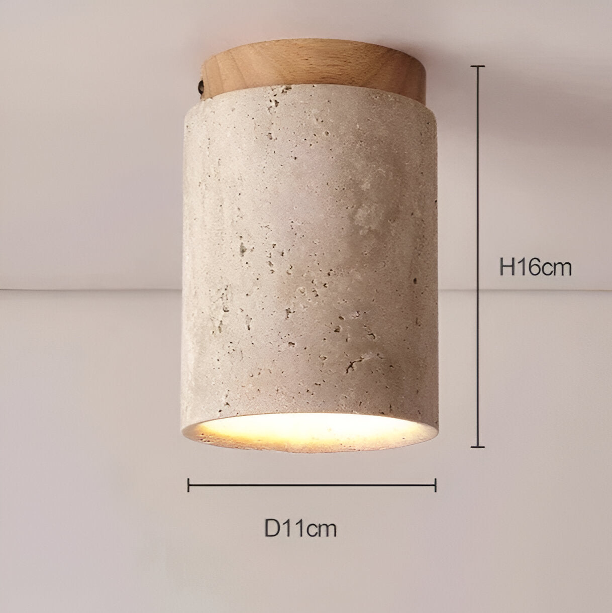 Elegant Travertine Cylinder LED Ceiling Spotlight 1-Light Lasson Living