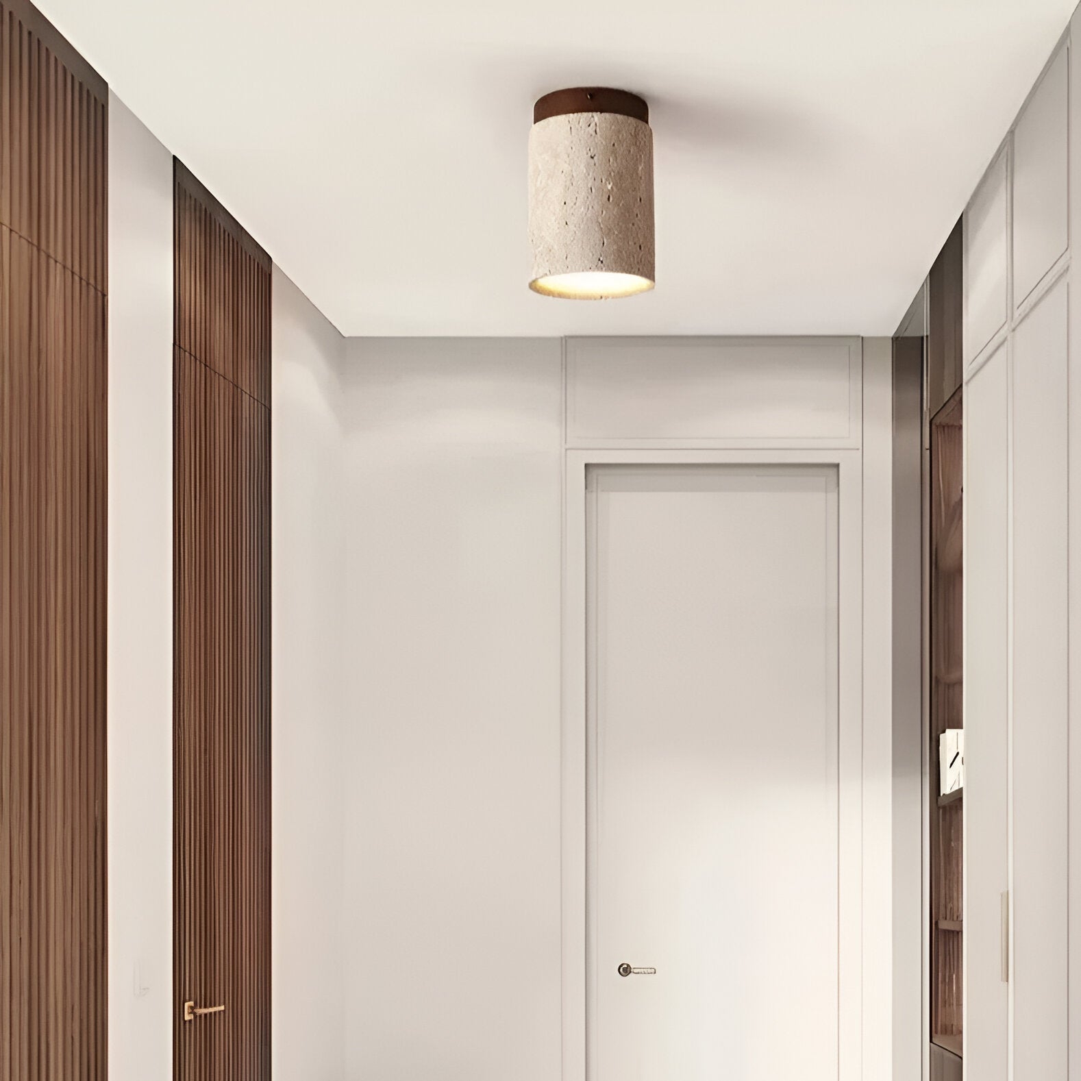Elegant Travertine Cylinder LED Ceiling Spotlight 1-Light Lasson Living