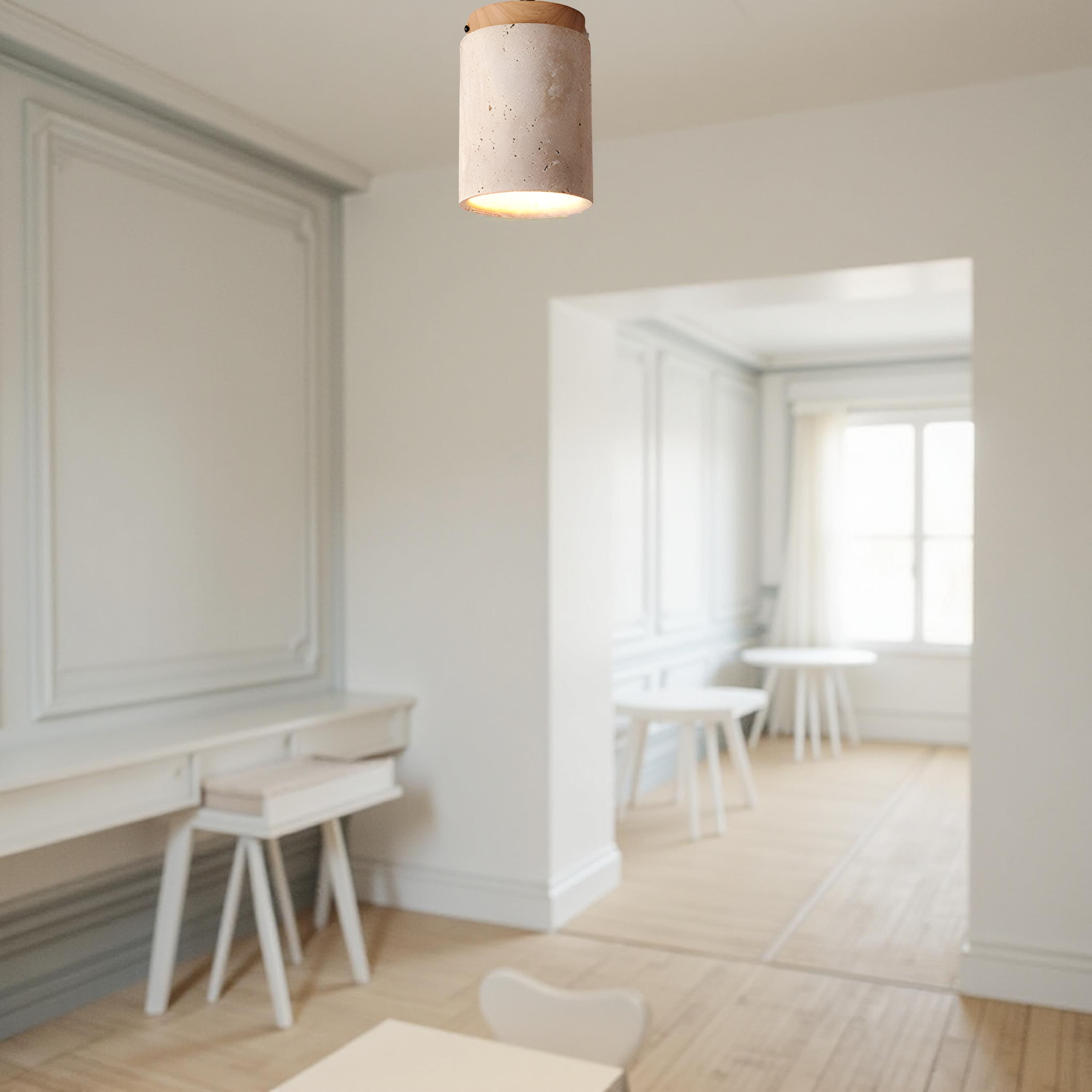 Elegant Travertine Cylinder LED Ceiling Spotlight 1-Light Lasson Living
