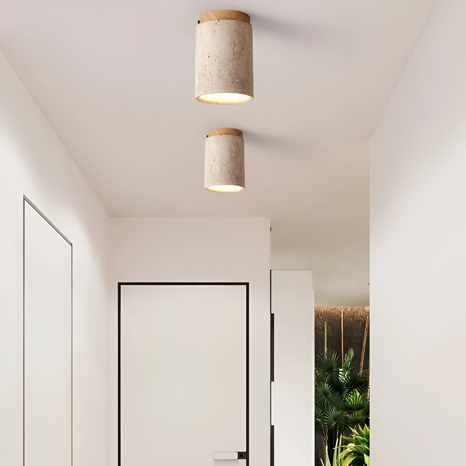 Elegant Travertine Cylinder LED Ceiling Spotlight 1-Light Lasson Living