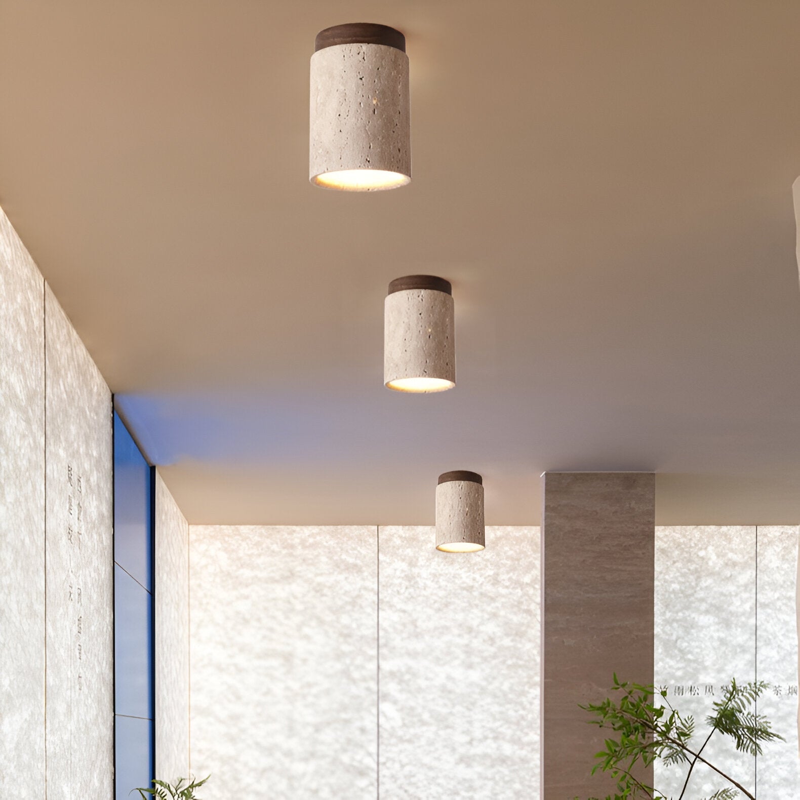 Elegant Travertine Cylinder LED Ceiling Spotlight 1-Light Lasson Living