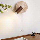 Modern Travertine Wood Rotatable Wall Sconce LED 1-Light Lasson Living