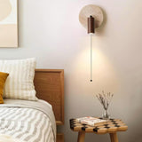Modern Travertine Wood Rotatable Wall Sconce LED 1-Light Lasson Living