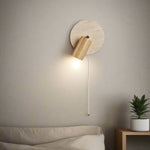 Modern Travertine Wood Rotatable Wall Sconce LED 1-Light Lasson Living