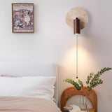 Modern Travertine Wood Rotatable Wall Sconce LED 1-Light Lasson Living