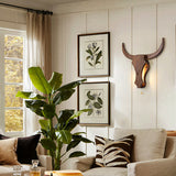 Rustic Wood Bull Head LED Wall Sconce Lamp 1-Light Lasson Living