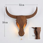 Rustic Wood Bull Head LED Wall Sconce Lamp 1-Light Lasson Living