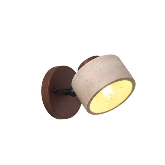 Minimalist Travertine Wood Cylinder Wall Sconce LED 1-light Lasson Living