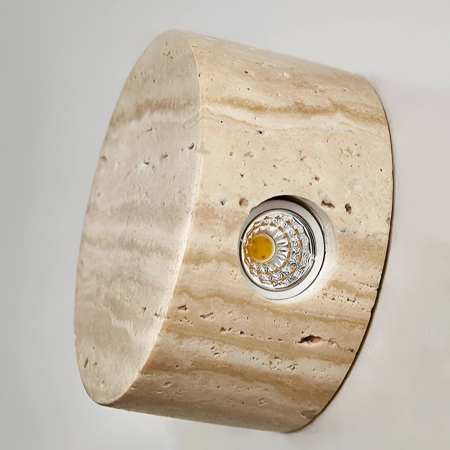 Japanese Wabi-Sabi Travertine Stone Wall Sconce LED 1-Light Lasson Living