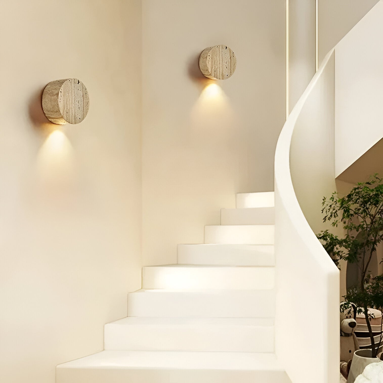 Japanese Wabi-Sabi Travertine Stone Wall Sconce LED 1-Light Lasson Living