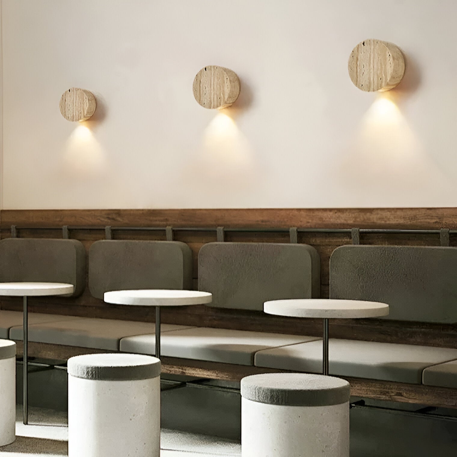 Japanese Wabi-Sabi Travertine Stone Wall Sconce LED 1-Light Lasson Living