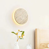 Minimalist Travertine Round Wall Sconce LED 1-light Lasson Living
