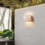 Minimalist Travertine Stone Square Outdoor Wall Light LED 1-Light Lasson Living