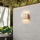 Minimalist Travertine Stone Square Outdoor Wall Light LED 1-Light Lasson Living