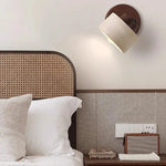 Minimalist Travertine Wood Cylinder Wall Sconce LED 1-light Lasson Living
